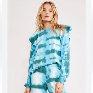 Something Navy Meghan Tie-Dye Ruffle Sweatshirt